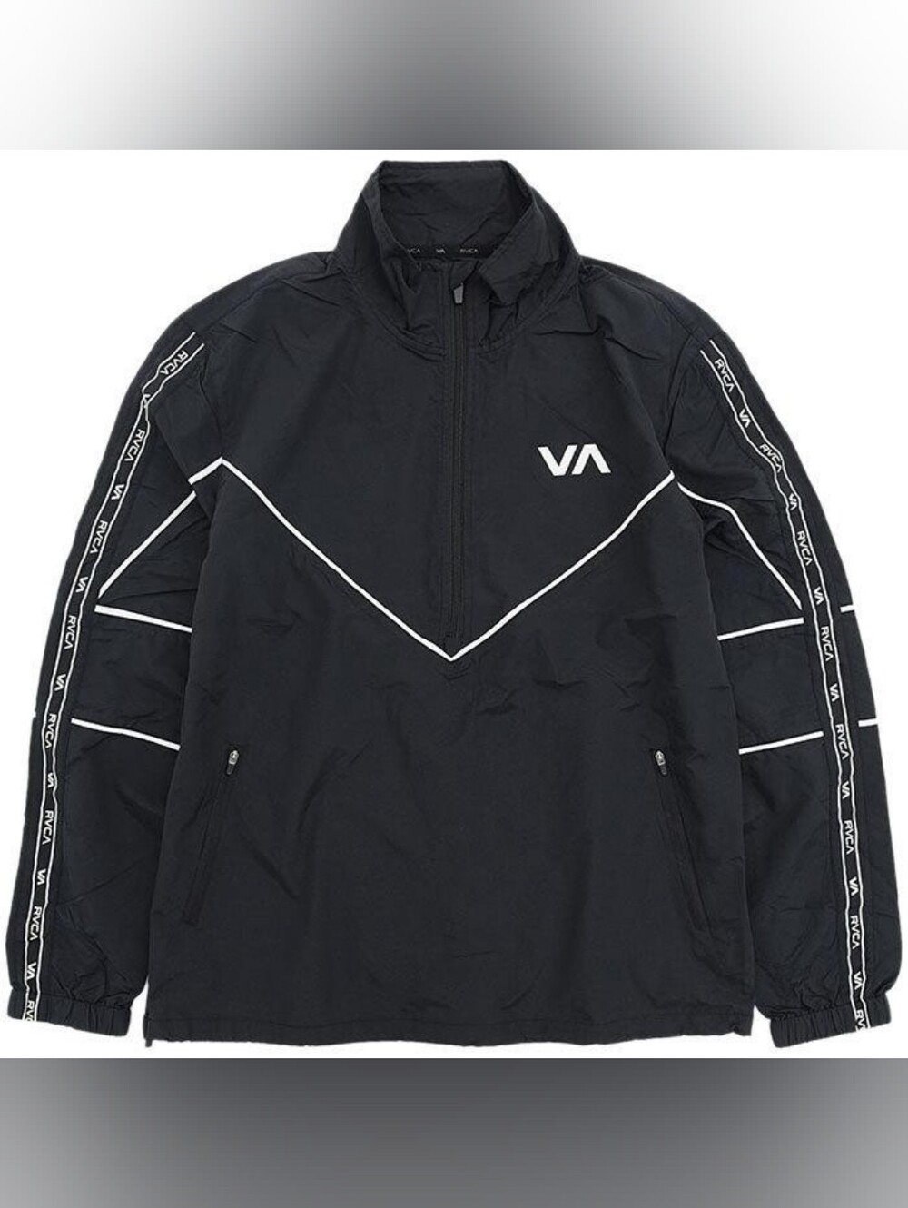 RVCA Training Black Pullover Windbreaker with White Trim